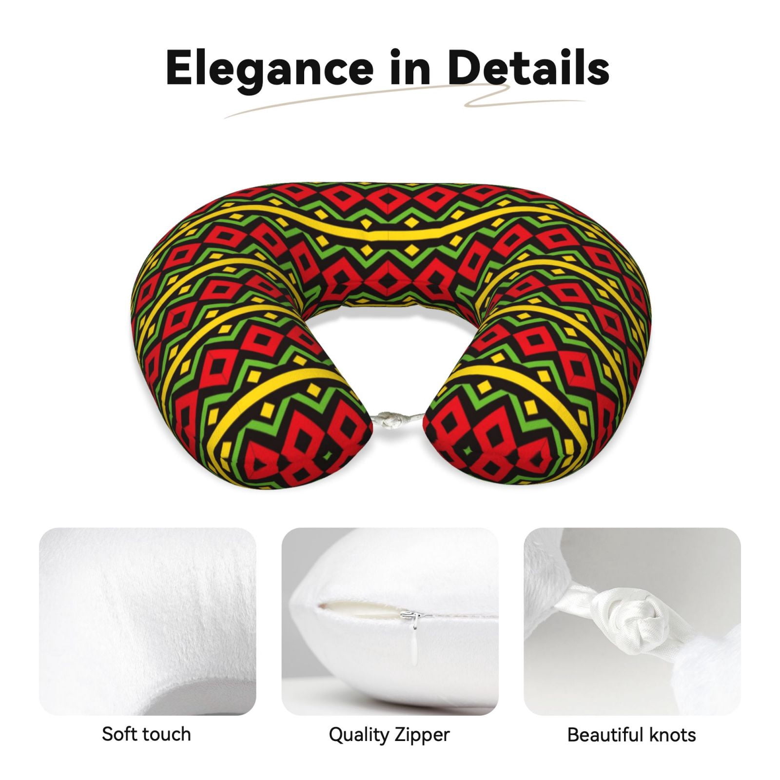 Xecao Classic Color Music Print Memory Foam Cervical Neck Pillow Versatile U-Shaped Pillows for Home,Office,Camping,Travelling,Soft Washable Cover