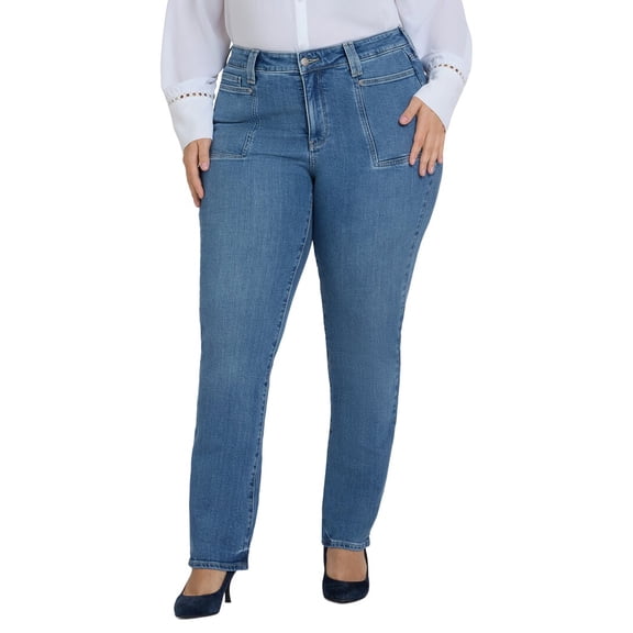 NYDJ womens Plus Marilyn Bastille Sea Straight Leg Jean, 18W