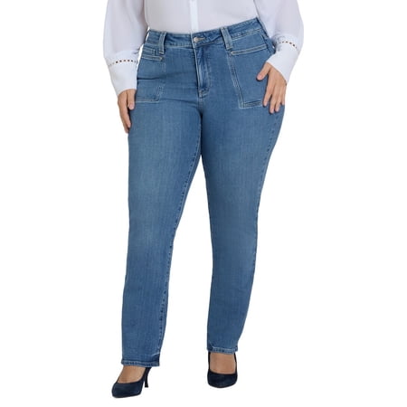 NYDJ womens Plus Marilyn Bastille Sea Straight Leg Jean 18W