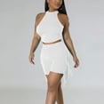 thumbnail image 4 of Riforla Women Fashionable Sexy Round Neck Sleeveless Fringe Solid Color Casual Shorts Two Piece Sets for Women 2 Pieces White M, 4 of 9