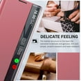thumbnail image 3 of for Samsung Galaxy S22 Ultra 5G Case Clear View Window Smart Slim for Samsung S22 Ultra Case Luxury Mirror Hard PC Kickstand Leather Flip Shockproof Galaxy S22 Ultra Cover (Flesh Pink), 3 of 14