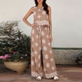 thumbnail image 7 of Zynoxe 2 Piece Sets for Women Going Out Comfy Crew Neck Sleeveless Crop Top Drawstring Waist Wide Leg Pants Suit Stylish Geometric Print Summer Sets Versatile Casual Beach Vacation Outfits S, 7 of 7
