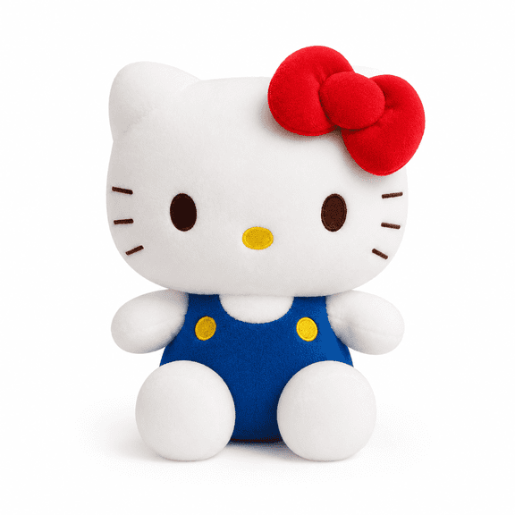 Kawaii Cat Plush Toy, 10" Soft Stuffed Animal Plush Doll with Red Bow, Cute Gift for Kids and Room Decor