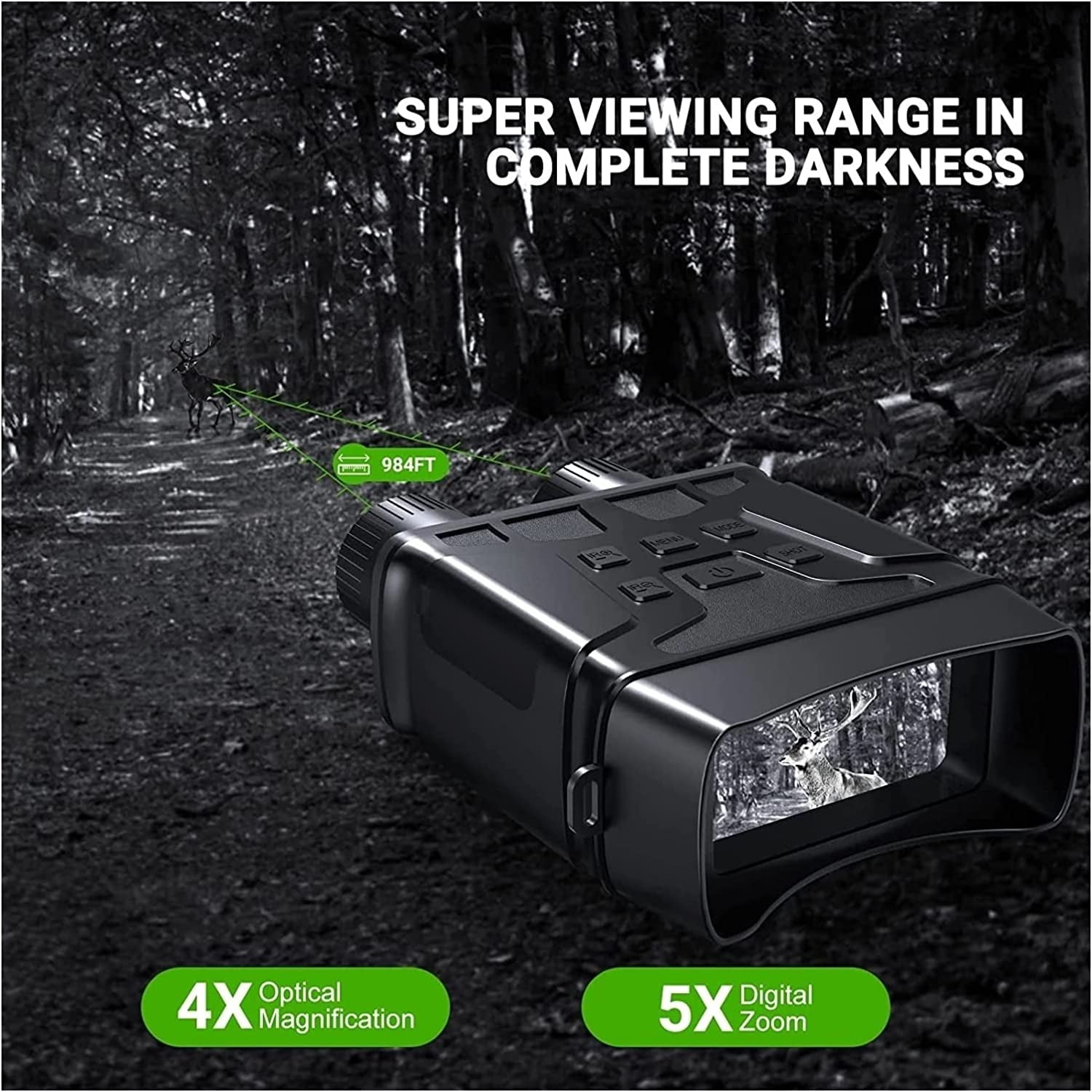 1080P Night Vision Binoculars Binoculars Night Vision Device R6 850nm Infrared 5X Digital Zoom Hunting Telescope Outdoor Day Night Dual Use 300m Electronics