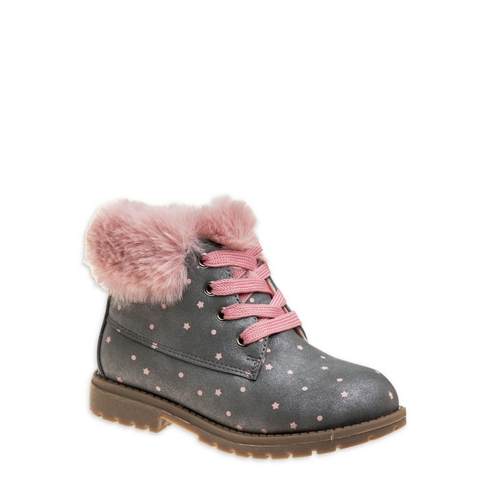 Josmo Faux Fur Lace Up Detailed Combat Boots (Little Girls & Big Girls)