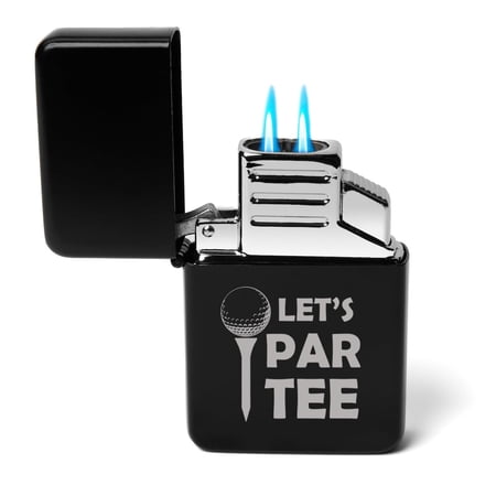 Dual Flame Torch Lighter Let s Par Tee Funny Golf Gift Gift for Golfer Golf Player (Black)