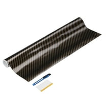1 Set Carbon Fiber Vinyl Wrap 11.81" x 3ft Self-Adhesive Car Sticker Waterproof Wrap Roll for DIY Decor Automotive Exterior Interior Protection with Scraper Tool, Black Golden