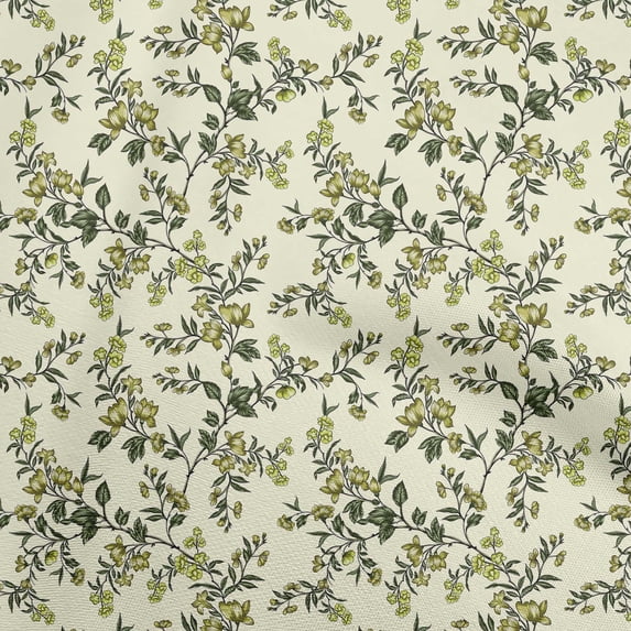 oneOone Cotton Silk Light Green Fabric Floral Sewing Material Print Fabric By The Yard 42 Inch Wide