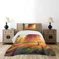 thumbnail image 4 of Ambesonne Fall Quilted Bedspread Set 2 Pcs, Misty Day in the Forest, Twin Size, Orange Yellow Green, 4 of 5