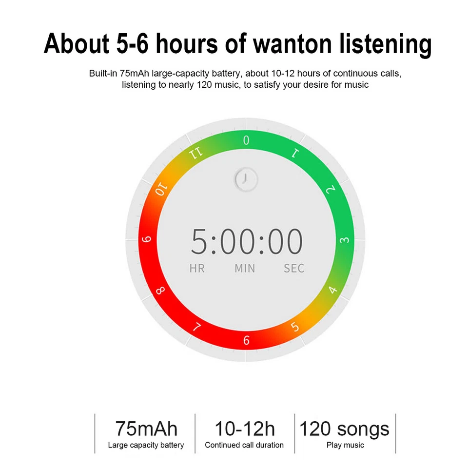 Bluetooth 5.2 Earpiece Driving Trucker Wireless Headset Earbuds Noise Cancelling