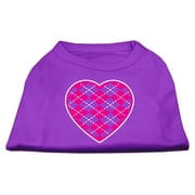 Pet Dog Cat Shirt Screen Printed, "Argyle Heart Pink"