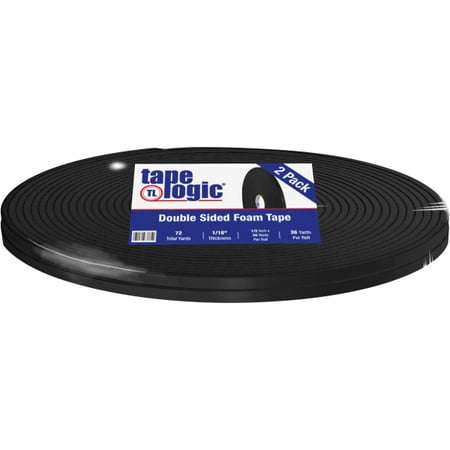 Tape Logic Double Sided Foam Tape 1/16" 1/2" x 36 yds. Black 2/Case T9541162PK