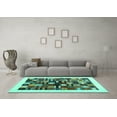 thumbnail image 3 of Ahgly Company Machine Washable Indoor Rectangle Solid Turquoise Blue Modern Area Rugs, 5' x 8', 3 of 4
