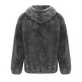 thumbnail image 5 of CHEEREAM Mens Fuzzy Sherpa Jacket Hooded Fleece Cardigans Coats Long Sleeve Full Zip Hoodies Thermal Coat Outwear with Pockets Dark Gray M, 5 of 6