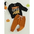 thumbnail image 3 of Wassery Baby Boy Halloween Clothes Infant 2Pcs Casual Fall Outfit 3M 6M 9M 12M 18M Newborn Girl Long Sleeve Letter Print Sweatshirt Top Sweatpants 0-18 Months, 3 of 8
