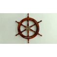 thumbnail image 3 of Nautical Wooden Ship Steering Wheel Decor Brown Handle 18", 3 of 6