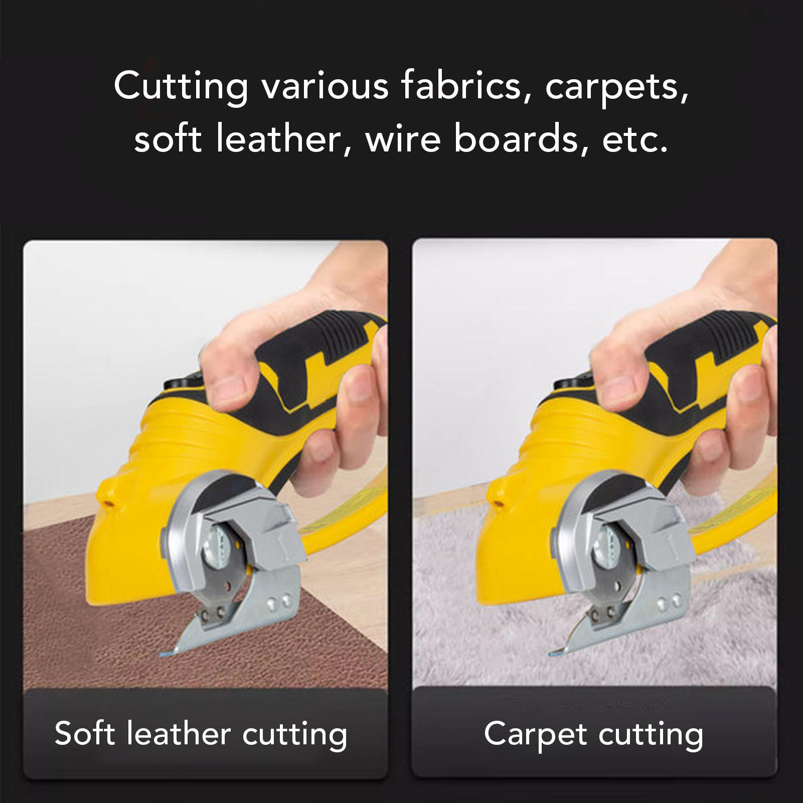 YAHHU Cordless Electric Scissor Cutter with LED Light, Automatic Sharpening, Safety Lock – Ideal for Carpet, Fabric, Leather & Cardboard