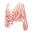 thumbnail image 3 of eVogues Plus Size Stripe Print Cardigan Orange, 3 of 5