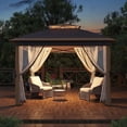 thumbnail image 2 of 11x11 pop-up gazebo con mosquito netting: waterproof, uv-blocking, effortless setup shade shelter para patio, backyard, bbq & garden relaxation, 2 of 5