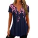 thumbnail image 2 of Mujer Manga Corta Cuello En V Estampado Moda Cómodo Transpirable Casual Blusa Top para Ir De Compras Viajes Oficina Rosa XXL, 2 of 6