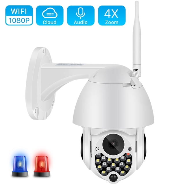 Cámara PTZ Wifi para exteriores, dispositivo de seguridad con luz de sirena, seguimiento automático en la nube, cámara IP de 2MP, Zoom Digital 4X, domo de velocidad, 1080P