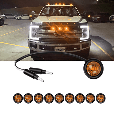 Nilight 3/4inch Round Marker Light 10Pcs Amber Led Clearance Light 2 Connectors Side Indicator Bullet Marker Light IP68 Waterproof for Trailer Truck Camper Van Boat Bus