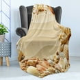 thumbnail image 4 of Shell Soft Flannel Fleece Blanket, Seashells Frame with Sand Exotic Summer Vacation Ocean Souvenirs Blurred Photograph, Cozy Plush for Indoor and Outdoor Use, 70" x 90", Multicolor, by Ambesonne, 4 of 5