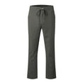 thumbnail image 2 of kpoplk Men’s Cotton Linen Pants Drawstring Loose Beach Pants with Pockets(Grey,M), 2 of 6