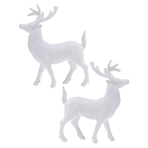 SOPOTUTU 2 Pcs White Deer For Decorations Plastic Holiday Decor For Family Elegant Design