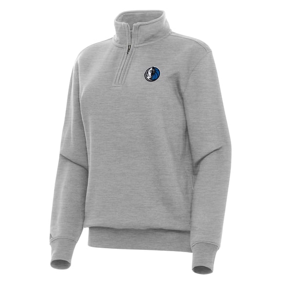 Women's Antigua Heather Gray Dallas Mavericks Victory Quarter-Zip Sweatshirt