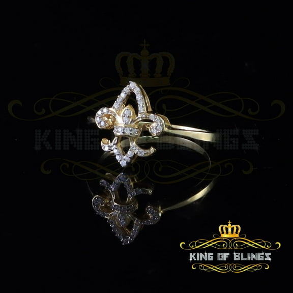 King Of Bling's 0.30ct Cubic Zirconia Yellow Sterling Silver Fleur Gifts Womens Ring Size 7