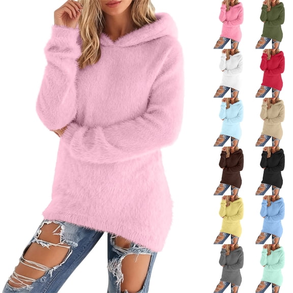 CAIXIA Women's Fashionable Long Sleeve Pullovers Loose Fluffy Fuzzy Jumper Sweater,Dark Gray