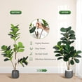 thumbnail image 4 of Qinaqin 4FT Fiddle Leaf Fig Tree Artificial con 48 Leaves Realistic Fau x Ficus Lyrata Trees en 7.8 inch Gris Planter Pot Indoor Fake Floor Plants para Oficina Casa Living Sala de Profundidadcor, 4 of 7