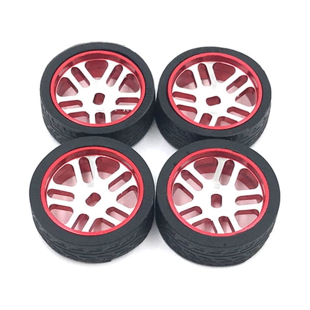 Tholdsy 4 Uds 1/28 neumático de carreras de Control remoto reemplazo de Metal pieza de neumáticos modificados suministros de repuesto para Kits de construcción modelo rojo