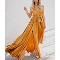 thumbnail image 4 of HLSOHJP Women's Split Boho Maxi Dress Summer Vacation Sleeveless Lace Up Bandage Pleated Bohemian Long Swing Dresses, 4 of 7