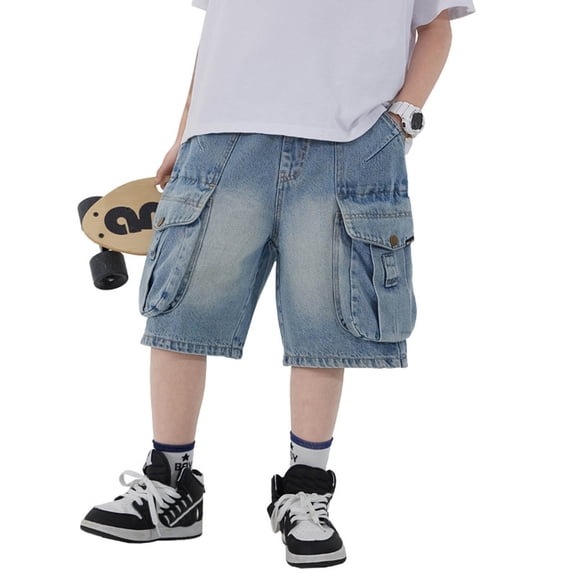 Byoo Solid Drawstring Athletic Shorts for Big Boys Casual Shorts Outdoor Bottoms,Blue