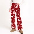 thumbnail image 5 of WTOBBY Women's Christmas Print Flannel Pajama Pants, Cozy and Soft Sleepwear with Holiday Snowflake and Tree Patterns, Casual Home Bottoms for Winter,Vermilion M, 5 of 5