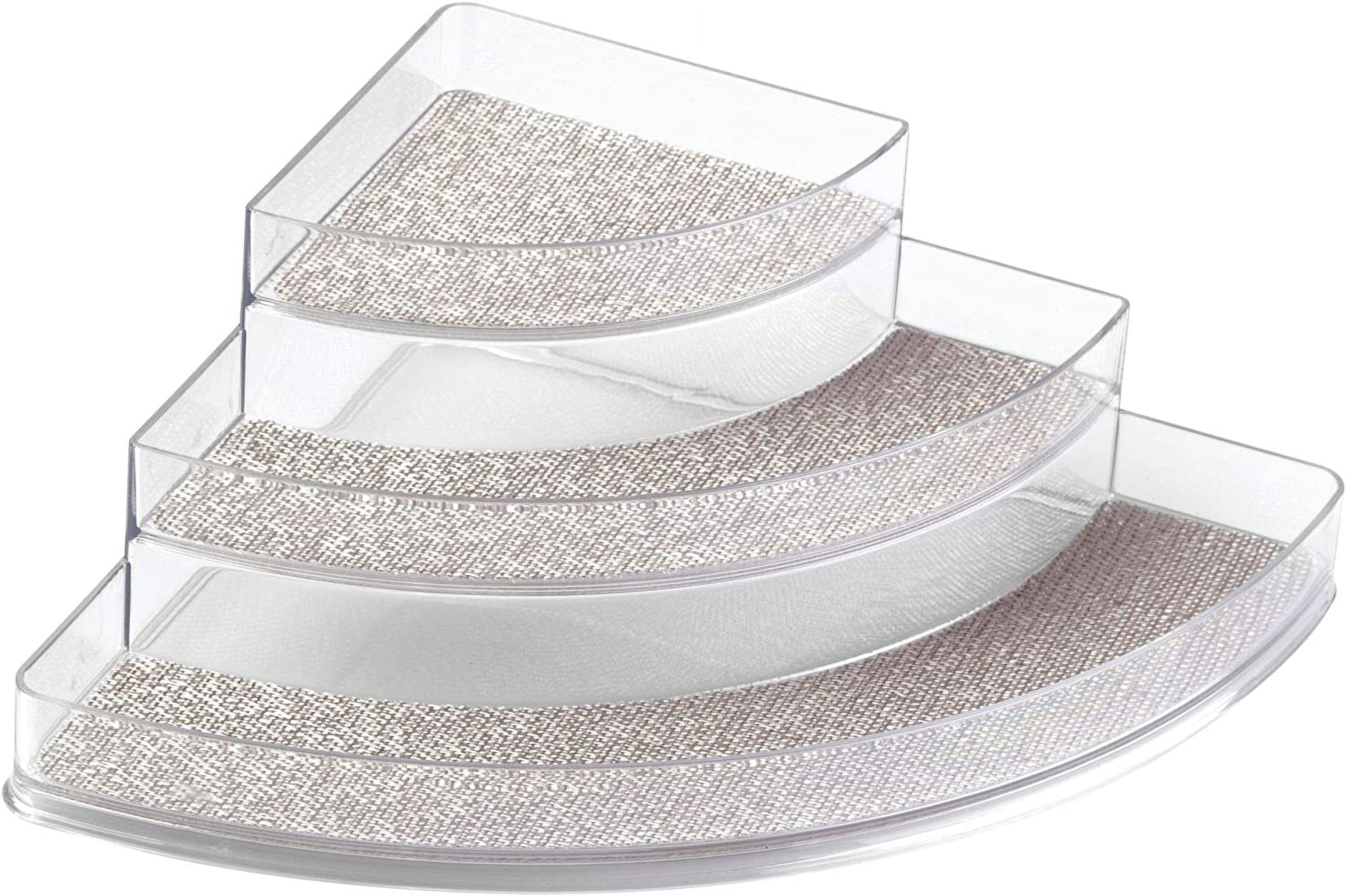 Twillo Plastic Spice Rack, Corner Organizer for Storage, 10" x 14" x 4", Clear