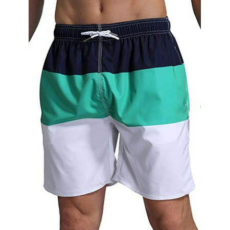 LELINTA Mens Swim Trunks Watershort Swimsuit Board Colorblock Shorts Bathing Suits Elastic Waist