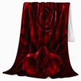 thumbnail image 2 of Crimson Rose with Ornate Black Scrollwork, Romantic Gothic Floral Motif for Flower Lovers, Valentine's Day Gift, Soft Flannel Blanket for Bedroom and Guest Room, Elegant Home Decor, 2 of 9