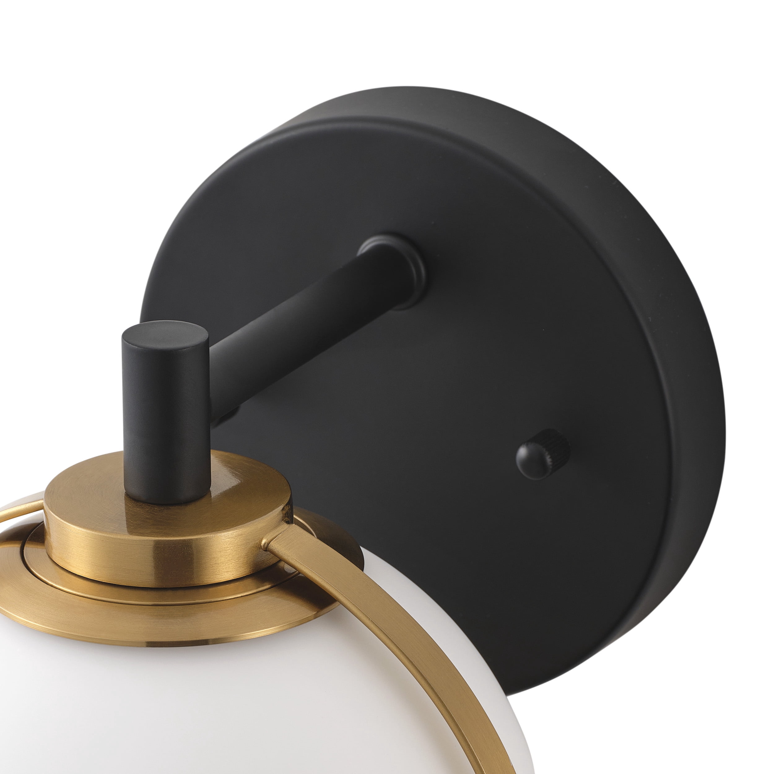 Modern Globe Wall Sconce with Frosted Glass Shade,  Black & Brass Bathroom Vanity Light for Hallway, Bedroom,, Porch (E12 Base,)