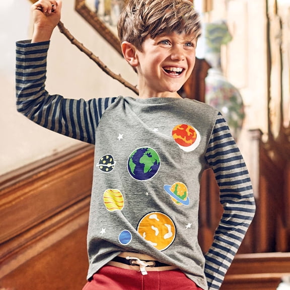 T Shirt Boys Graphic Long Sleeve Shirts for Boys Crew Neck Tees Boys Fall Shirts Tops for Kids 4-5 Years
