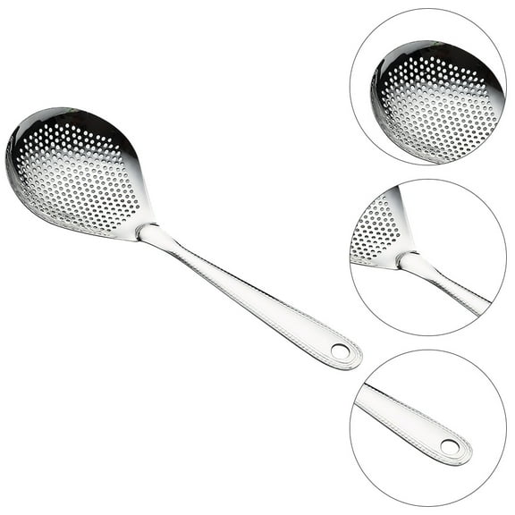 Moluckfu 1Pcs Kitchen Slotted Spoon In Stainless Steel For Filtering And Cooking Utensil Use