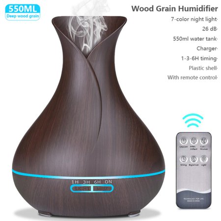 

New 550ml Wood Essential Oil Diffuser Ultrasonic USB Air Humidifier With 7 Color LED Lights Remote Control Office Home Difusor