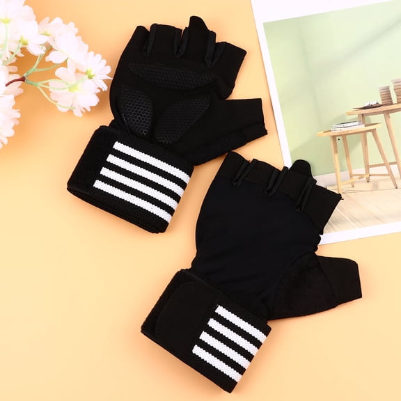 BESTYASH 1 Pair Black Weightlifting Gloves with Wrist Support, Breathable Half Finger Sports Gloves with Ventilation
