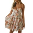 thumbnail image 2 of Gvmfive Women Summer Strappy Floral Print Ruffled Mini Dress Beach Casual Sundress, 2 of 3
