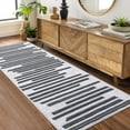 thumbnail image 5 of EastVita Area Rugs Carpets 2'*6' Modern Berber Stripe Runner Rug Indoor Non-Slip Low Pile Bedsides Rug Hallway Kitchen Runners for Laundry Room,Black Beige Beige Black 2ft*6ft, 5 of 7