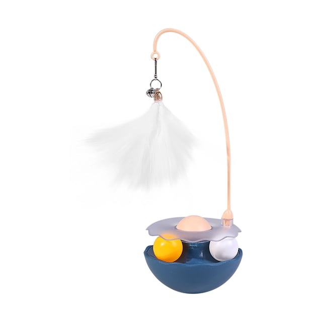 Juguete interactivo para gatos, teaser con bolas de pista, ejercicio, juego y bolas de menta para cuidado dental, material duradero, diseño sin volcamiento, colores vivos, multifuncional,