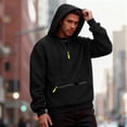 thumbnail image 6 of Guieoi Shirts for Men Fashion Color-Block Waffle Hoodie Men's Warm Casual Tops Men's Pullover Clothes Black L, 6 of 8