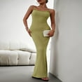 thumbnail image 3 of Stylish Solid Color Lace Trim Bodycon Long Dress for Women, 3 of 8